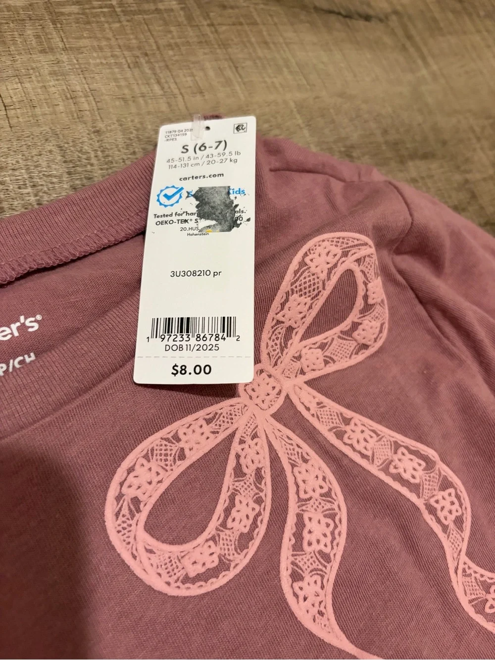 Carter's Cream & Light Gray Bow-Print Girls Top Set